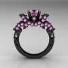French 14K Black Gold Light Pink Sapphire Wedding Ring Engagement Ring R198-14KBGLPSS-2