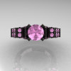 French 14K Black Gold Light Pink Sapphire Wedding Ring Engagement Ring R198-14KBGLPSS-4