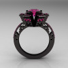 Modern French 14K Black Gold Pink Sapphire Wedding Ring Engagement Ring R224-14KBGPS-2