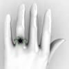 Modern French 10K White Gold Black Diamond Green Topaz Wedding Ring Engagement Ring R224-10KWGBTBD-5