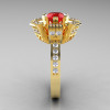 Modern French 14K Yellow Gold Ruby Diamond Wedding Ring Engagement Ring R224-14KYGDR-3