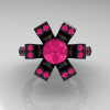 Modern French 14K Black Gold Pink Sapphire Wedding Ring Engagement Ring R224-14KBGPS-4