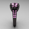 Modern Vintage 14K Black Gold 3.0 CT Light Pink Sapphire Wedding Ring Engagement Ring R302-BGLPS-3