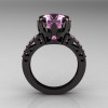 Modern Vintage 14K Black Gold 3.0 CT Light Pink Sapphire Wedding Ring Engagement Ring R302-BGLPS-2