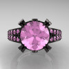 Modern Vintage 14K Black Gold 3.0 CT Light Pink Sapphire Wedding Ring Engagement Ring R302-BGLPS-4