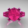 Modern Vintage 14K Pink Gold 3.0 CT Pink Sapphire Wedding Ring Engagement Ring R302-PGPS-4