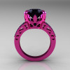Modern Vintage 14K Pink Gold 3.0 CT Black Diamond Wedding Ring Engagement Ring R302-PGBD-2