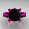 Modern Vintage 14K Pink Gold 3.0 CT Black Diamond Wedding Ring Engagement Ring R302-PGBD-4