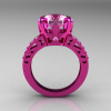 Modern Vintage 14K Pink Gold 3.0 CT Light Pink Sapphire Wedding Ring Engagement Ring R302-PGLPS-2