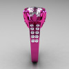 Modern Vintage 14K Pink Gold 3.0 CT White Sapphire Wedding Ring Engagement Ring R302-PGWS-3