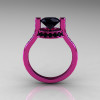 Modern Italian 14K Pink Gold 1.5 CT Black Diamond Wedding Ring Engagement Ring AR119-14KPGBD-2
