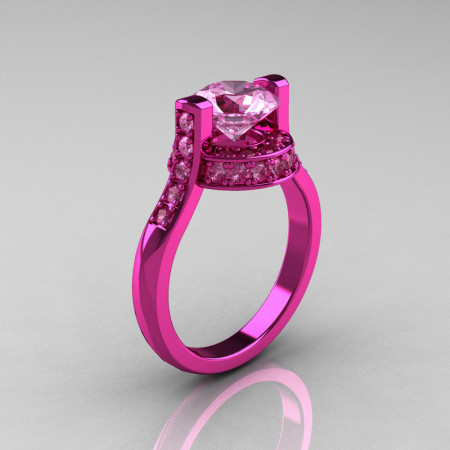 Modern Italian 14K Pink Gold 1.5 CT Light Pink Sapphire Wedding Ring Engagement Ring AR119-14KPGLPS-1