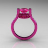 Modern Italian 14K Pink Gold 1.5 CT Pink Sapphire Wedding Ring Engagement Ring AR119-14KPGPS-2