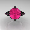 French Vintage 14K Black Gold 3.0 CT Pink Sapphire Bridal Solitaire Ring Y306-14KBGPS-4