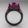 French Vintage 14K Black Gold 3.0 CT Pink Sapphire Bridal Solitaire Ring Y306-14KBGPS-2