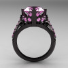 French Vintage 14K Black Gold 3.0 CT Light Pink Sapphire Bridal Solitaire Ring Y306-14KBGLPS-2
