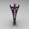 French Vintage 14K Black Gold 3.0 CT Light Pink Sapphire Bridal Solitaire Ring Y306-14KBGLPS-3