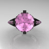 French Vintage 14K Black Gold 3.0 CT Light Pink Sapphire Bridal Solitaire Ring Y306-14KBGLPS-4