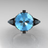French Vintage 14K Black Gold 3.0 CT Blue Topaz Bridal Solitaire Ring Y306-14KBGBT-4