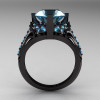 French Vintage 14K Black Gold 3.0 CT Blue Topaz Bridal Solitaire Ring Y306-14KBGBT-2