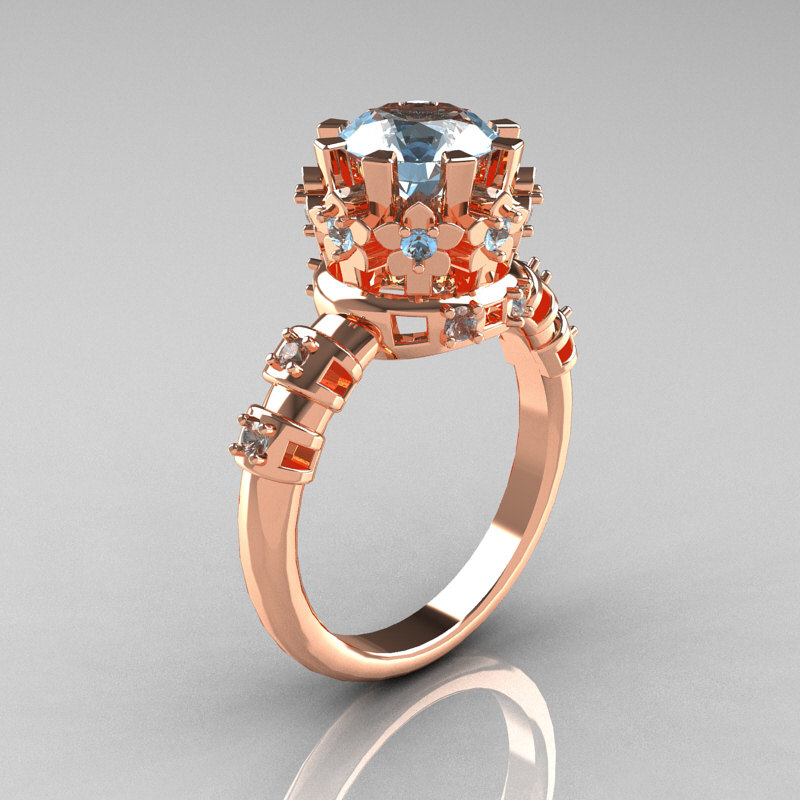 3 Carat Pear-Shape Aquamarine & Diamond Engagement Ring