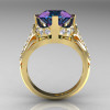 French Vintage 14K Yellow Gold 3.0 CT Russian Alexandrite Diamond Bridal Solitaire Ring Y306-14KYGDAL-3