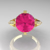 French Vintage 14K Yellow Gold 3.0 CT Pink Sapphire Diamond Bridal Solitaire Ring Y306-14KYGDPS-4