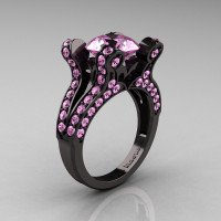 Helen - French Vintage 14K Black Gold 3.0 CT Light Pink Sapphire Pisces Wedding Ring Engagement Ring Y228-14KBGLPS-1