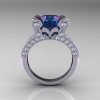 French Vintage 14K White Gold 3.0 CT Russian Alexandrite Diamond Pisces Wedding Ring Engagement Ring Y228-14KWGDAL-2