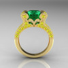 Themis – French Vintage 14K Yellow Gold 3.0 Emerald Yellow Sapphire Pisces Wedding Ring Engagement Ring Y228-14KYGYSEM-2