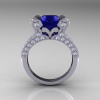 Catherine – French Vintage 14K White Gold 3.0 CT Blue Sapphire Diamond Pisces Wedding Ring Engagement Ring Y228-14KWGDBS-2