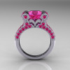 French Vintage 14K White Gold 3.0 CT Pink Sapphire Pisces Wedding Ring Engagement Ring Y228-14KWGPS-2