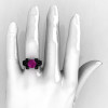 French Vintage 14K Black Gold 3.0 CT Amethyst Black Diamond Pisces Wedding Ring Engagement Ring Y228-14KBGBDAM-3