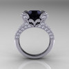 French Vintage 14K White Gold 3.0 CT Black and White Diamond Pisces Wedding Ring Engagement Ring Y228-14KWGDBD-2