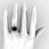French Vintage 14K White Gold 3.0 CT Black and White Diamond Pisces Wedding Ring Engagement Ring Y228-14KWGDBD-3