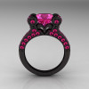 French Vintage 14K Black Gold 3.0 CT Pink Sapphire Pisces Wedding Ring Engagement Ring Y228-14KBGPS-2