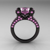 Helen – French Vintage 14K Black Gold 3.0 CT Light Pink Sapphire Pisces Wedding Ring Engagement Ring Y228-14KBGLPS-2