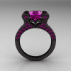 Angela – French Vintage 14K Black Gold 3.0 CT Amethyst Pisces Wedding Ring Engagement Ring Y228-14KBGBAM-2