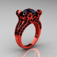 Brunhilde - French Vintage 14K Red Gold 3.0 CT Black Diamond Pisces Wedding Ring Engagement Ring Y228-14KREGBD-1