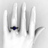 Modern Armenian Bridal 14K Black Gold 1.0 Blue Sapphire Solitaire Ring R240-14KBGBS-5