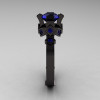 Modern Armenian Bridal 14K Black Gold 1.0 Blue Sapphire Solitaire Ring R240-14KBGBS-3