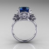 Modern Vintage 18K White Gold 2.5 Carat London Blue Sapphire Diamond Wedding Engagement Ring R167-18KWGDLBS-2