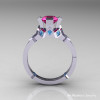 Modern Armenian Bridal 14K White Gold 1.0 Pink Sapphire Blue Topaz Solitaire Ring R240-14KWGBTPS-2