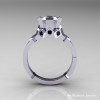 Modern Armenian Bridal 14K White Gold 1.0 Russian Cubic Zirconia Black Diamond Solitaire Ring R240-14KWGBDCZ-2