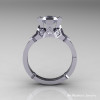 Modern Armenian Bridal 14K White Gold 1.0 Russian Cubic Zirconia Diamond Solitaire Ring R240-14KWGDCZ-2