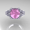 Modern Vintage 14K White Gold 3.0 Carat Light Pink Sapphire Diamond Solitaire Ring R102-14KWGDLPS-3