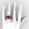 Classic Bridal 14K Black Gold 2.5 Carat Princess Pink Sapphire Ring R309-14BGPS-4