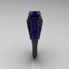 Aztec Edwardian 14K Black Gold 1.0 CT Blue Sapphire Engagement Ring R001-14KBGBS-3