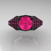 Aztec Edwardian 14K Black Gold 1.0 CT Pink Sapphire Engagement Ring R001-14KBGPS-4