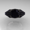Aztec Edwardian 14K Black Gold 1.0 CT Black Diamond Engagement Ring R001-14KBGBD-4
